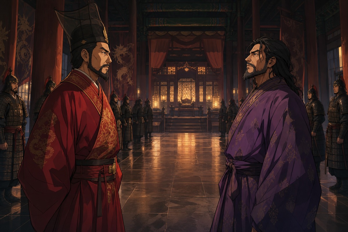 Two kings at fallen Sabi — Euija of Baekje brought before Muyeol of Silla