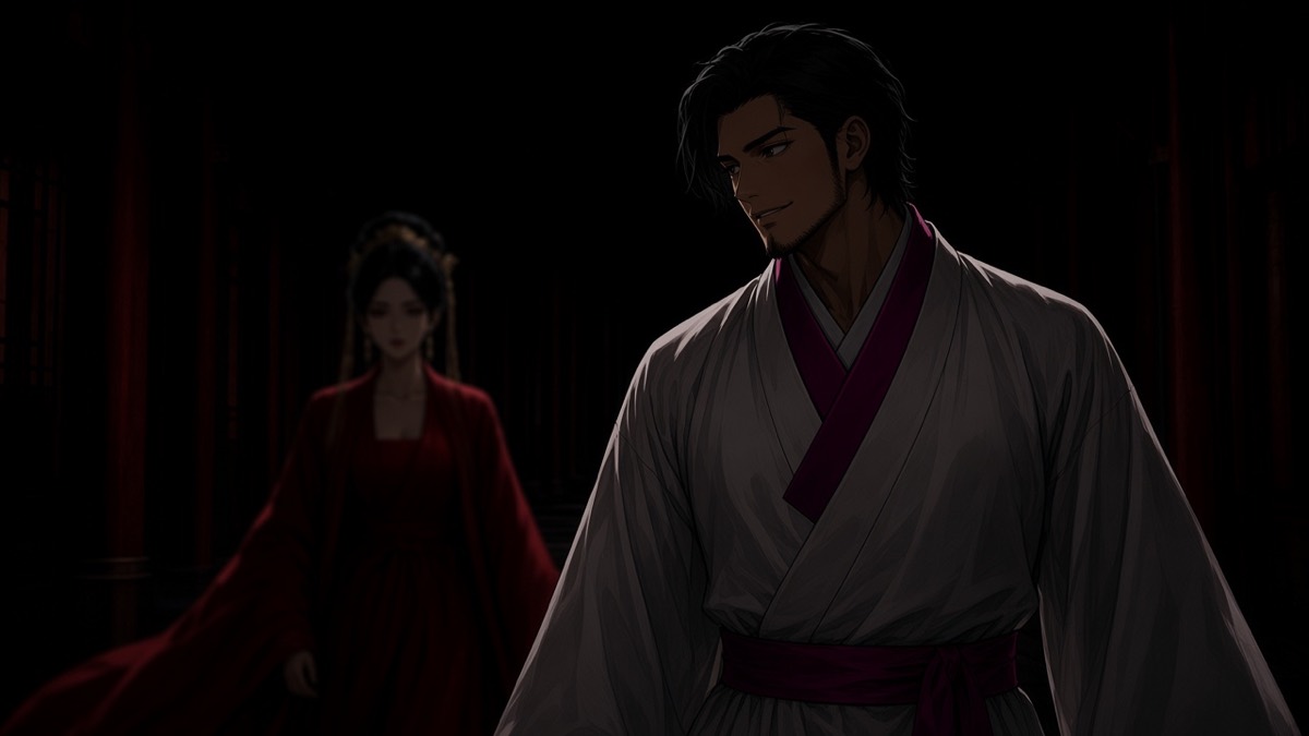 Same dark corridor: Chunchu’s knowing smile — he has understood which she