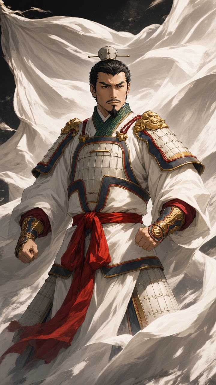 Tang General Xue Rengui with wind-blown banner - Tang military might