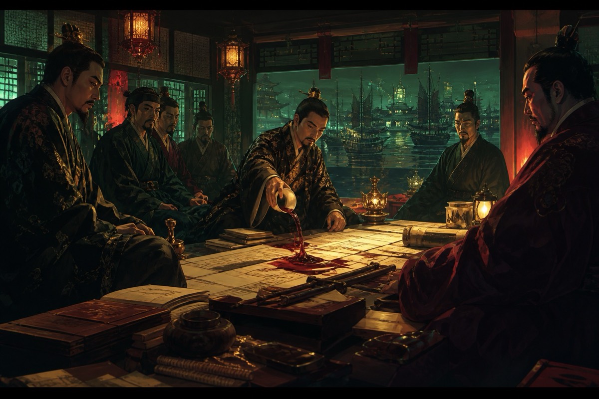 The Yunbi elder across the truce table as the cups are spilled
